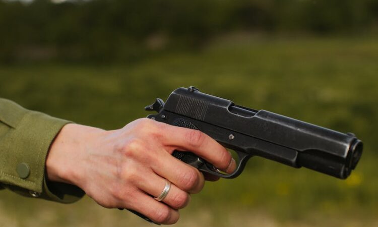 a person holding a pistol