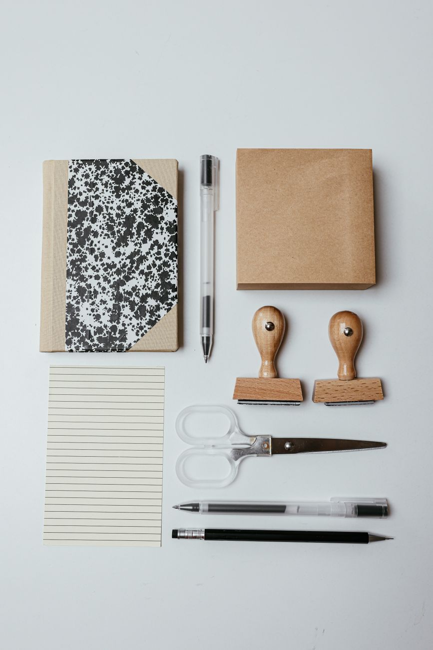 pens notepad and accessories