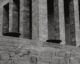 Black and white photo of Anıtkabir in Ankara, highlighting architectural details.